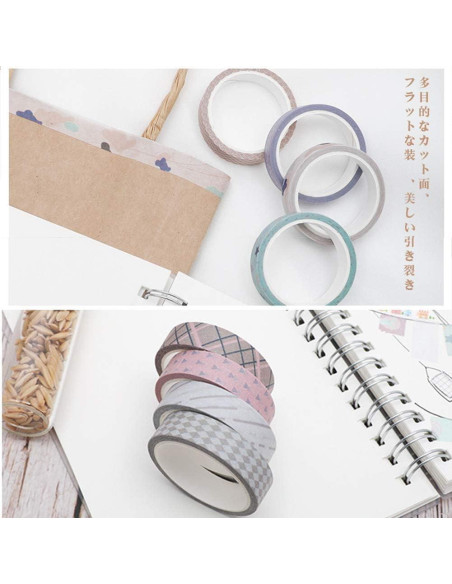 Cinta Washi YUBBAEX 24 Rollos 10mm x 5m Decorativa