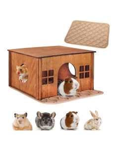 Escondite Grande de Madera WHEARTED para Cobayas 30x27.4x17cm