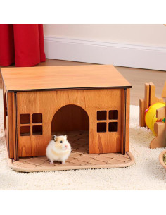 Escondite Grande de Madera WHEARTED para Cobayas 30x27.4x17cm 2