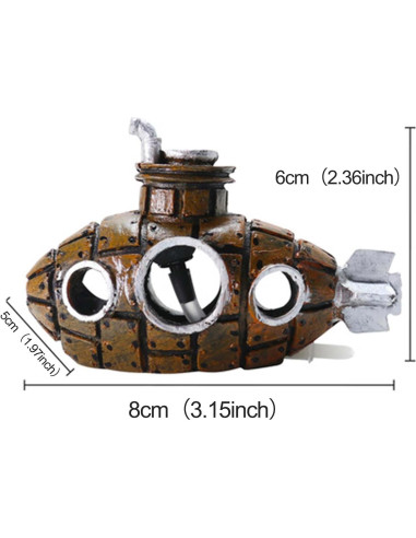 Decoración Acuario Submarino Moonorange Marrón 6x5x8 cm