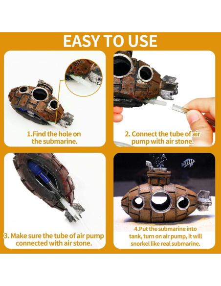 Decoración Acuario Submarino Moonorange Marrón 6x5x8 cm