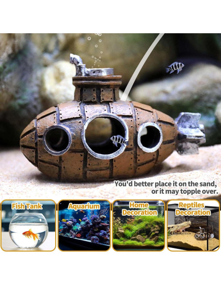 Decoración Acuario Submarino Moonorange Marrón 6x5x8 cm