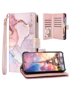 Funda Cartera Fingic para Galaxy S24 Plus Rosa Dorado