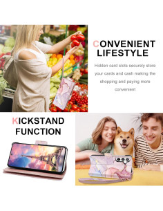 Funda Cartera Fingic para Galaxy S24 Plus Rosa Dorado 2