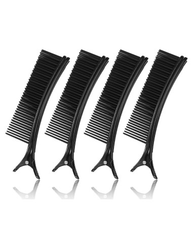 4 Clips de Agarre para Cabello HAKFOO - 14x3.6cm, Negro