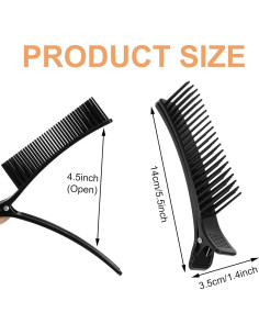 4 Clips de Agarre para Cabello HAKFOO - 14x3.6cm, Negro 2