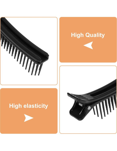 4 Clips de Agarre para Cabello HAKFOO - 14x3.6cm, Negro