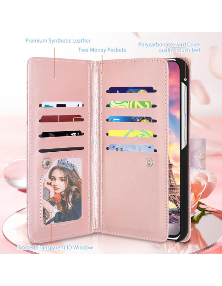 Funda Cartera Fingic para Galaxy S24 Plus Rosa Dorado