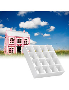 Estante de Almacenamiento para Casa de Muñecas Agatige 16 Celdas Blanco 2