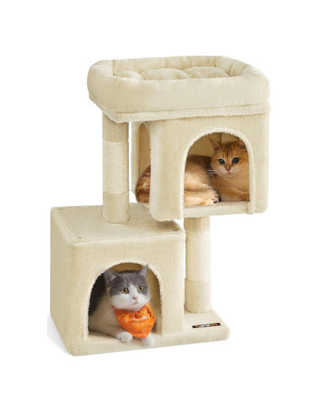 Árbol para Gatos Feandrea S Beige 67 cm con 2 Cuevas y Rascador Árbol para Gatos Feandrea S Beige 67 cm con 2 Cuevas y Rascador