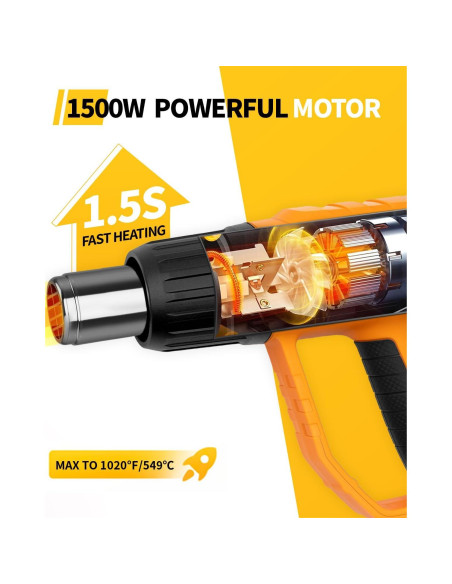 Pistola de Calor 1500W Tarlido 120-550C con 4 Boquillas