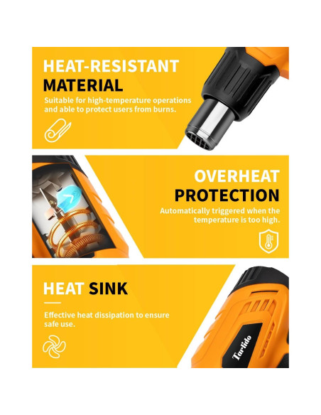 Pistola de Calor 1500W Tarlido 120-550C con 4 Boquillas
