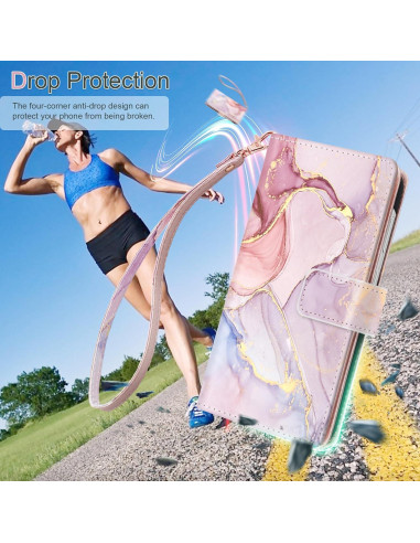 Funda Cartera Fingic para Galaxy S24 Plus Rosa Dorado