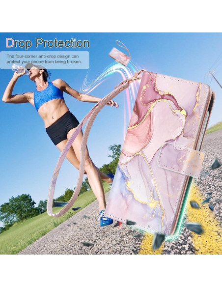 Funda Cartera Fingic para Galaxy S24 Plus Rosa Dorado