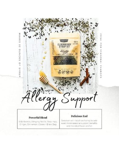 Kit de Jarabe de Sábaco Orgánico Elderwise - 946ml - Mezcla para Alergias