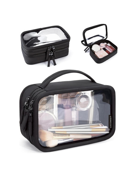 Bolsa de Maquillaje Transparente BAGSMART Doble Capa 22.5x15x11cm