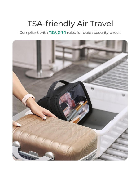 Bolsa de Maquillaje Transparente BAGSMART Doble Capa 22.5x15x11cm