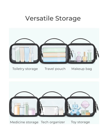 Bolsa de Maquillaje Transparente BAGSMART Doble Capa 22.5x15x11cm