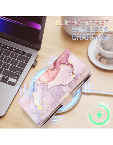 Funda Cartera Fingic para Galaxy S24 Plus Rosa Dorado