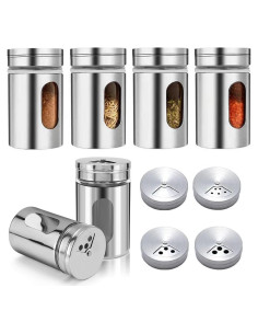 Juego de 6 saleros y pimenteros Aiareozy 80ml vidrio acero