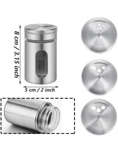 Juego de 6 saleros y pimenteros Aiareozy 80ml vidrio acero 2