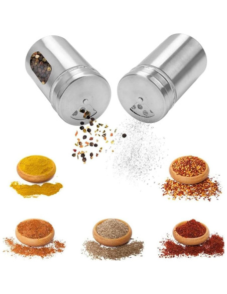 Juego de 6 saleros y pimenteros Aiareozy 80ml vidrio acero
