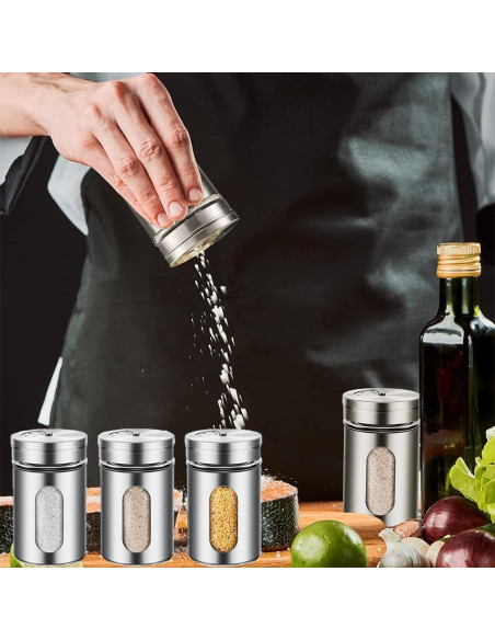 Juego de 6 saleros y pimenteros Aiareozy 80ml vidrio acero