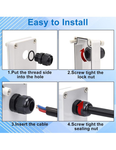 Pasacables Impermeable Sydien 4Pcs Nylon IP68 18-25mm