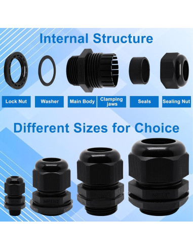 Pasacables Impermeable Sydien 4Pcs Nylon IP68 18-25mm