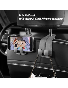 Gancho Doble para Respaldo de Asiento de Coche CONEATI - Almacenamiento Negro 2