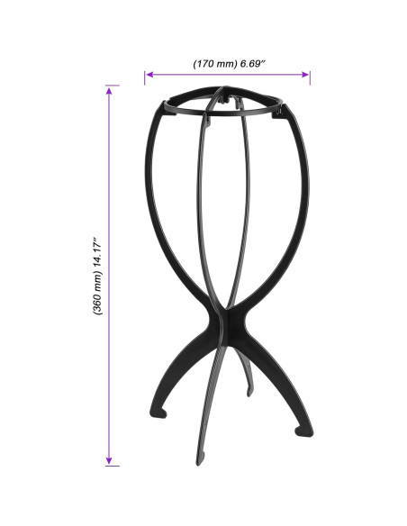 Soporte de Peluca Plegable JOIKIT 16 Piezas Negro 36 cm