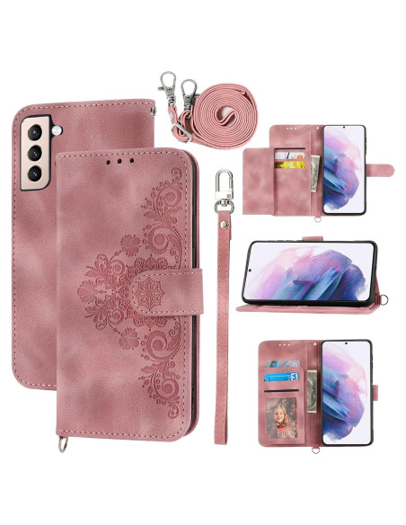Funda billetera Dswteny para Samsung Galaxy S22 Plus 5G, rosa