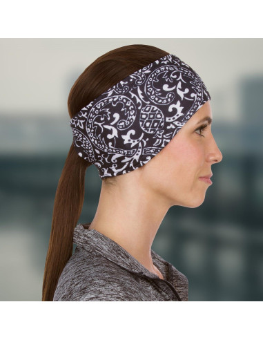 Cinta para la cabeza TrailHeads Print para mujeres - Negro y Blanco