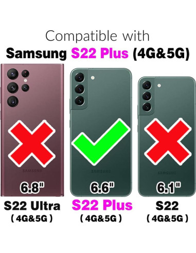 Funda billetera Dswteny para Samsung Galaxy S22 Plus 5G, rosa