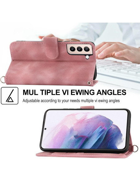Funda billetera Dswteny para Samsung Galaxy S22 Plus 5G, rosa