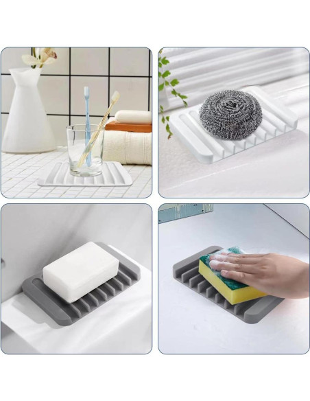 2 Soportes de Jabón Autodrenantes KAJUDA de Silicona Gris