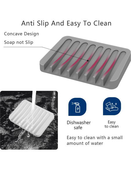 2 Soportes de Jabón Autodrenantes KAJUDA de Silicona Gris