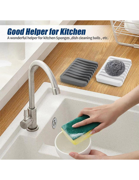 2 Soportes de Jabón Autodrenantes KAJUDA de Silicona Gris