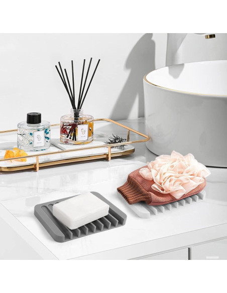 2 Soportes de Jabón Autodrenantes KAJUDA de Silicona Gris