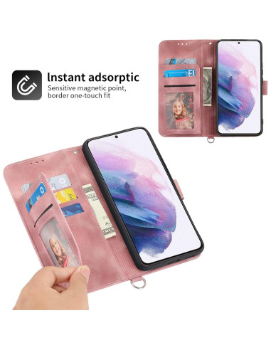 Funda billetera Dswteny para Samsung Galaxy S22 Plus 5G, rosa