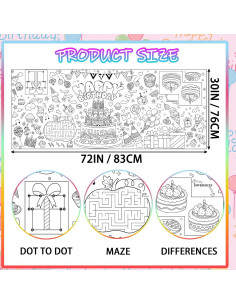 Póster Gigante para Colorear Zhzcncg 76.2x182.9 cm Cumpleaños 2