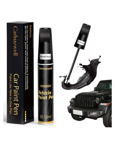 Bolígrafo de Pintura de Retoque Carhuewell 12ml Negro Metálico