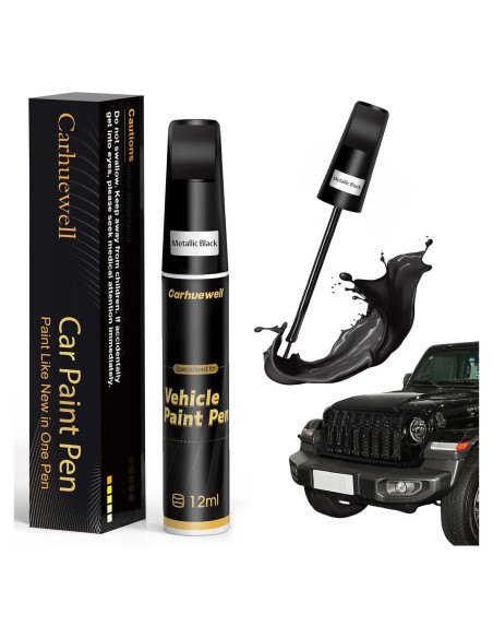 Bolígrafo de Pintura de Retoque Carhuewell 12ml Negro Metálico