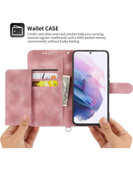 Funda billetera Dswteny para Samsung Galaxy S22 Plus 5G, rosa