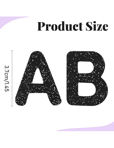 Parche Termoadhesivo Letras Brillantes FR - 52 Pcs Negro