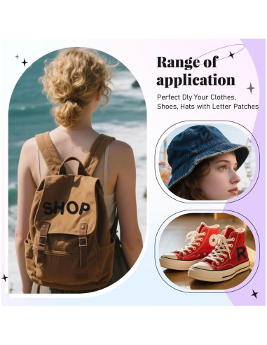 Parche Termoadhesivo Letras Brillantes FR - 52 Pcs Negro