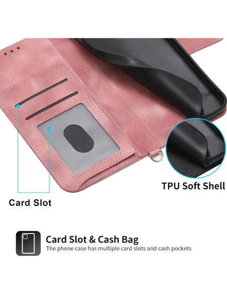 Funda billetera Dswteny para Samsung Galaxy S22 Plus 5G, rosa