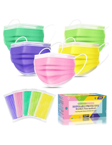 Mascarillas Desechables XDX 3 Capas Coloridas 50 Pcs Adulto Unisex