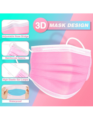 Mascarillas Desechables XDX 3 Capas Coloridas 50 Pcs Adulto Unisex