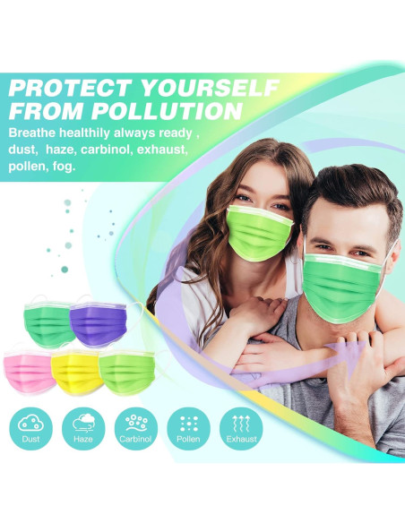 Mascarillas Desechables XDX 3 Capas Coloridas 50 Pcs Adulto Unisex
